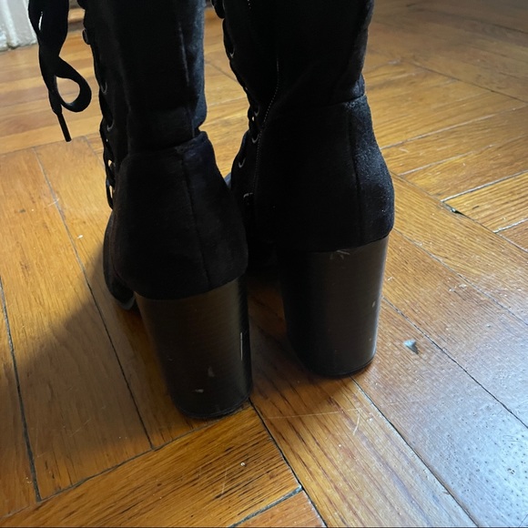 Lace up booties black faux suede - Picture 3 of 4